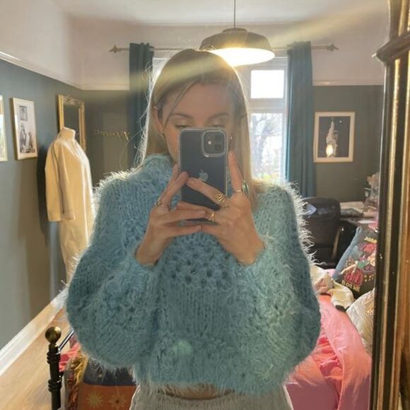 NWT FREE PEOPLE RUSTIC INN PULLOVER FUZZY CROP SWEATER - Picture 1 of 5